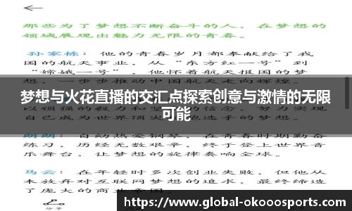 梦想与火花直播的交汇点探索创意与激情的无限可能